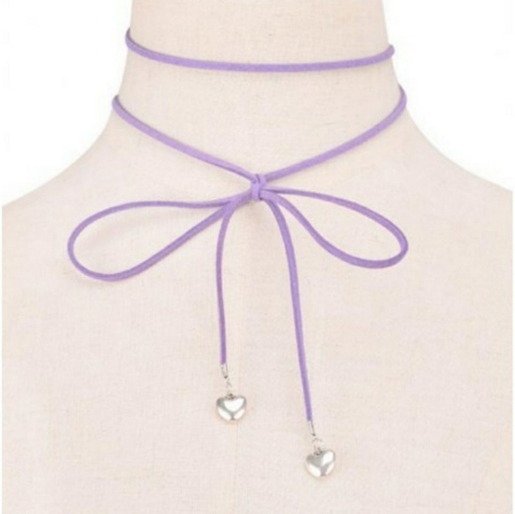 Jewelry - Purple Velvet Heart Choker Necklace